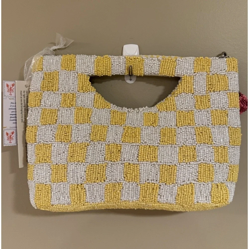 New Release Handcrafted India Yellow Lobster‎ Crossbody Beaded Bag Viral TikTok